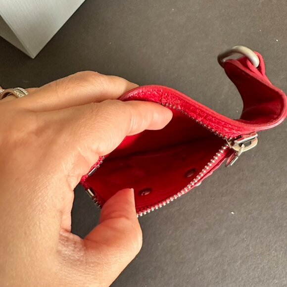 Balenciaga Red Leather Hand Wrist Cuff Coin Purse Mini Wallet - Picture 7 of 9